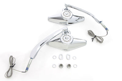 HARLEY Diamond Shape Mirror Set with Billet Stems fits 0- All, models for left and right application