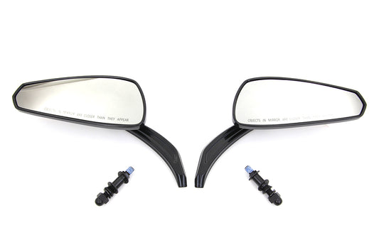HARLEY Gloss Black Tribal Teardrop Mirrors with Billet Stems Fits 1982-UP All, models for left and r