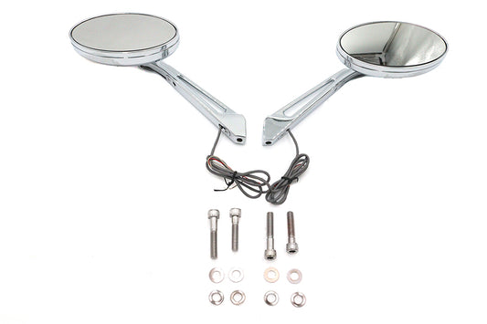 HARLEY Ellipse Spiegel Set mit LED Blinker Passend für alle Modelle ab 1965, für linke und rechte Seite