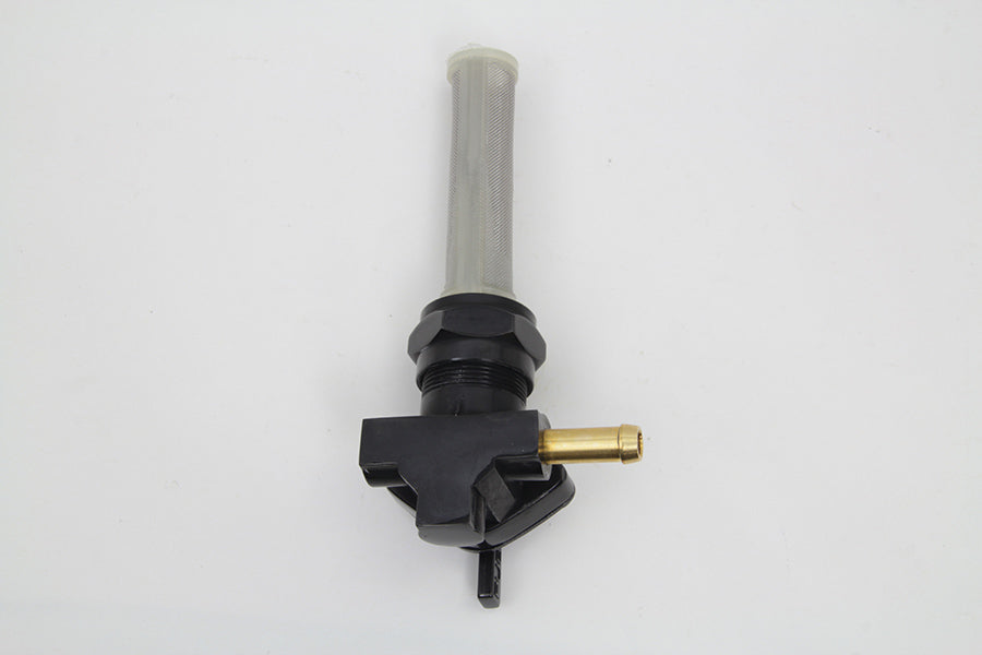 HARLEY Black Petcock with Nut and 90? Left Outlet fits 1975-1984 FL, 1975-1984 FX, 1984-1994 FXST, 1986-1994 FLST, 1975-1995 XL, 1982-1984
