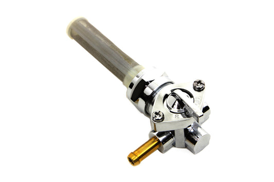 HARLEY Chrom Benzinhahn mit Mutter und 90° Linksabgang Passend für 1975-1984 FL, 1975-1984 FX, 1984-1994 FX