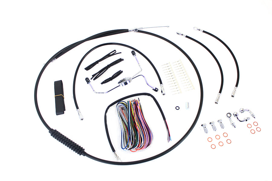 HARLEY 15 inch-17 inch Handlebar Cable and Brake Line Kit fits 2008-2013 FLHX, without ABS 2008-2013 FLHT, without ABS 2008-2013 FLHTC, without ABS 2