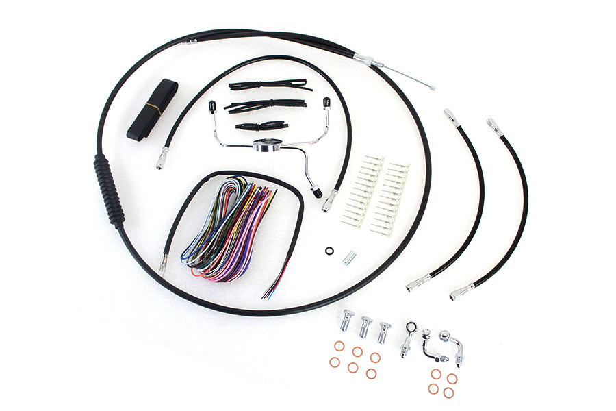 HARLEY 15 inch-17 inch Handlebar Cable and Brake Line Kit fits 2008-2013 FLHX, without ABS 2008-2013 FLHT, without ABS 2008-2013 FLHTC, without ABS 2