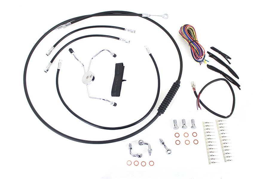 HARLEY 12 inch-14 inch Handlebar Cable and Brake Line Kit fits 2008-2013 FLHR, without ABS 2008-2013 FLTR, without ABS