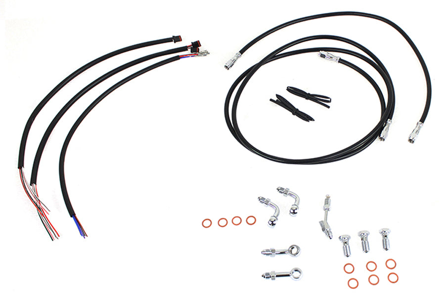 HARLEY 12 inch-14 inch Handlebar Cable and Brake Line Kit fits 2014-2015 FLHX, without ABS 2014-2015 FLHT, without ABS 2014-2015 FLHTC, without ABS 2