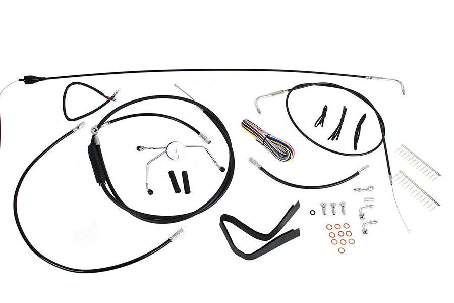 HARLEY 12 inch-14 inch Handlebar Cable and Brake Line Kit fits 2007-2007 FLHR, with cruise control 2007-2007 FLHRI, with cruise control 2007-2007 FLH