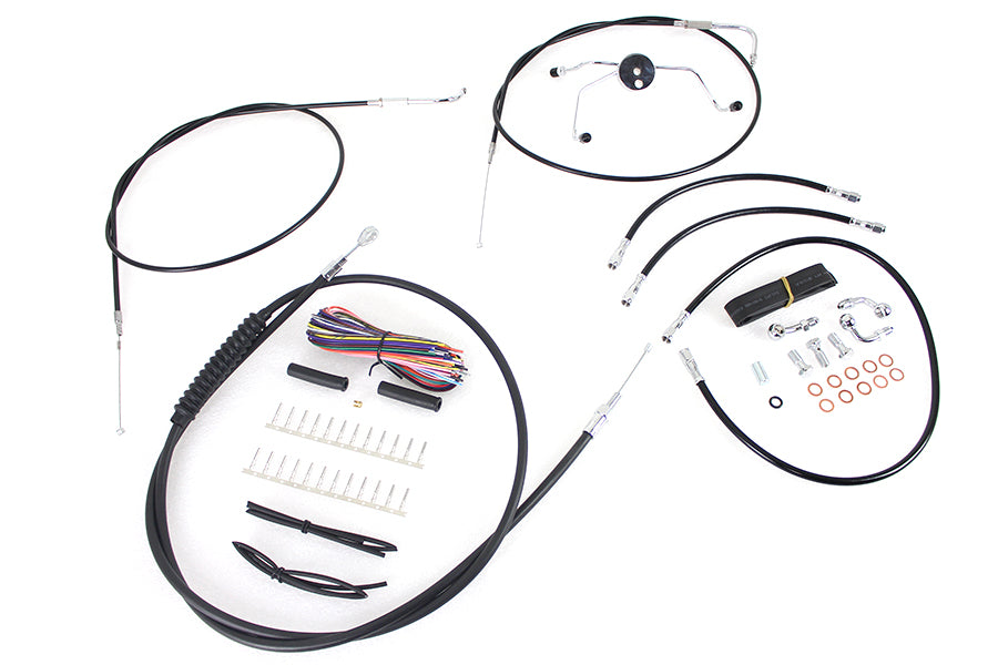HARLEY 12 inch-14 inch Handlebar Cable and Brake Line Kit fits 2007-2007 FLHR, without cruise control 2007-2007 FLHRI, without cruise control 2007-20