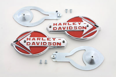 HARLEY Gas Tank Emblems with Red Lettering Fits 1959-1960 FL,