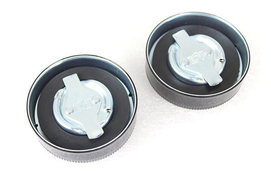 HARLEY Replica Eaton Style Gas Cap Set Vented Black fits 1936-1940 EL, 1941-1964 FL, 1938-1948 UL,