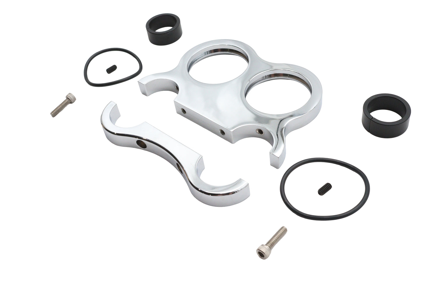 HARLEY Chrom Billet 48mm Doppel-Instrumentenhalterung Passend für 0- Zoll Custom, Anwendung 1 oder 1-1/4" Lenker"