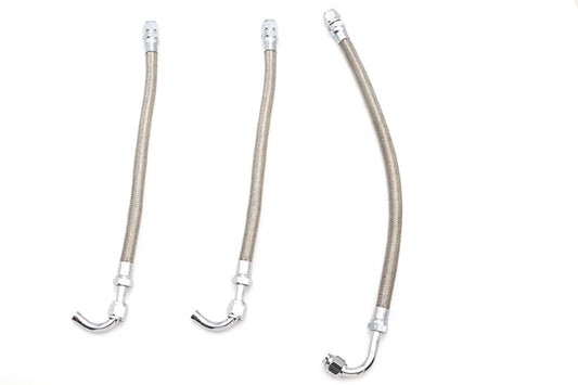 HARLEY Big Twin Oil Line Set 3 Piece Stainless Steel Fits 1941-1964 FL, 1936-1952 EL,
