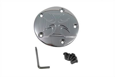 HARLEY Red Baron Cross Ignition System Cover 5-Hole Chrome fits 1999-UP FXST, 1999-UP FLST, 1999-2017 FXD, 1999-UP FLT,