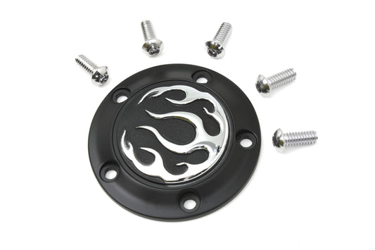 HARLEY Black 5-Hole Flame Point Cover Fits 1999-UP FLST, 1999-UP FXST, 1999-UP FLT, 1999-2005