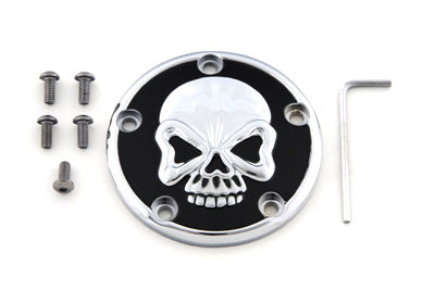 HARLEY Skull Design 5 Hole Ignition System Cover Chrome Fits 1999-UP FLT, 1999-UP FXST, 1999-UP