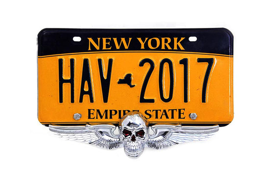 HARLEY Skull Wing License Plate Ornament fits 0- Custom, application