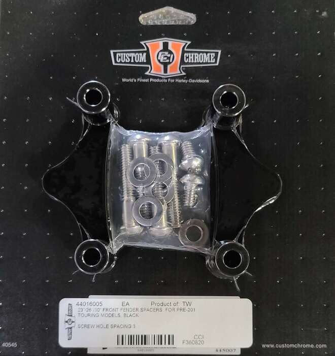 Custom Chrome HARLEY 23"/26"/30" FRONT FENDER SPACERS FOR PRE-2013 TOURING BLACK