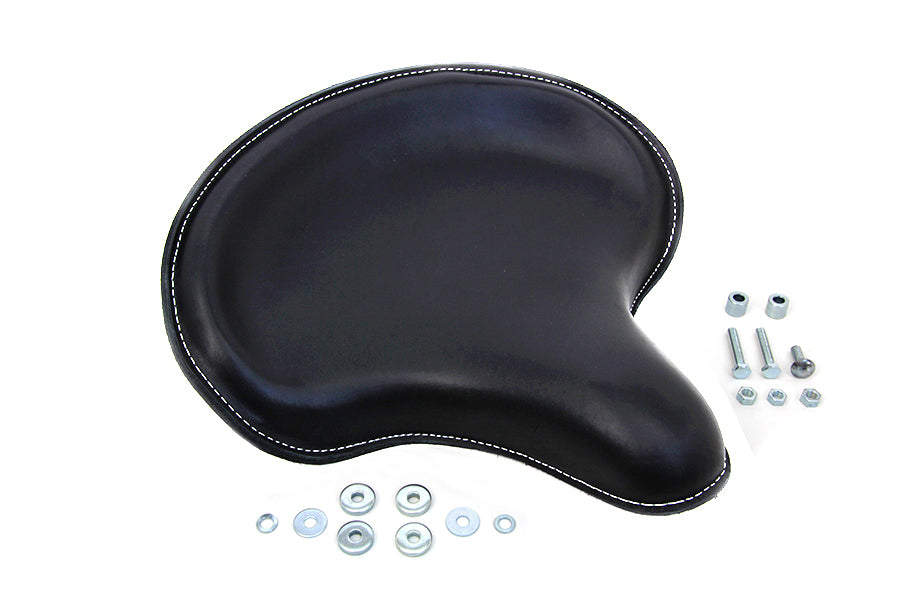 HARLEY Black Leather Solo Seat fits 1936-1940 EL, 1941-1984 FL, 1929-1952 WL, 1930-1936 VL, 1937-1948 UL, 1937-1972 G,