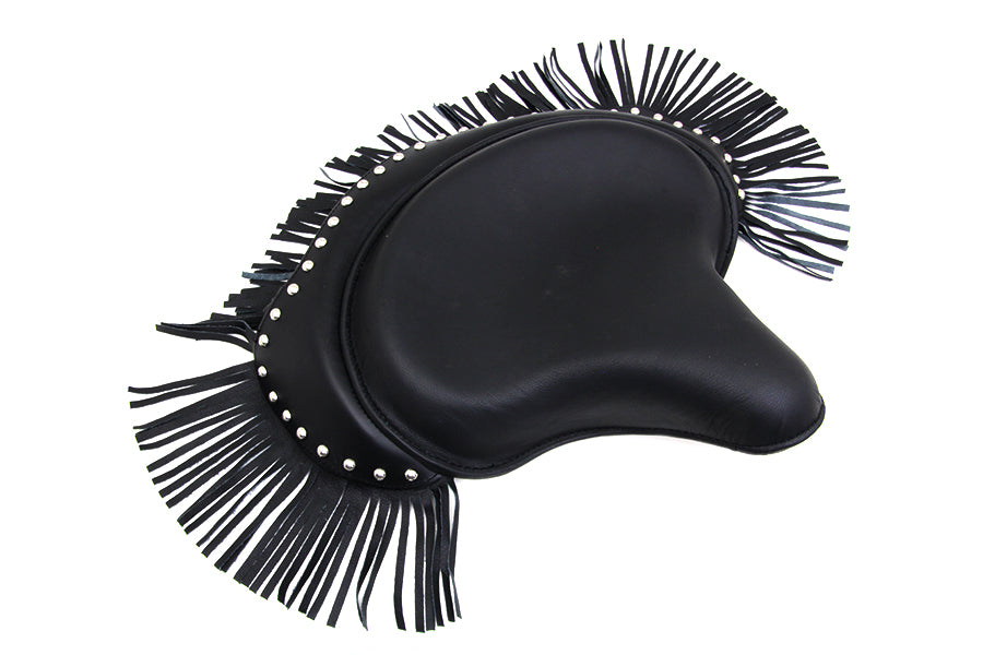 HARLEY Black Deluxe Solo Seat with Fringe Skirt fits 1929-1952 WL, 1930-1936 VL, 1936-1940 EL, 1937-1948 UL, 1937-1972 G, 1941-1984 FL,