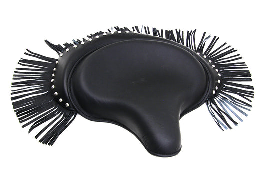 HARLEY Black Deluxe Solo Seat with Fringe Skirt fits 1929-1952 WL, 1930-1936 VL, 1936-1940 EL, 1937-1948 UL, 1937-1972 G, 1941-1984 FL,