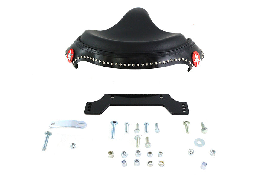 HARLEY Black Leather Police Solo Seat Kit fits 2009-UP FLTP, 2022-UP FLHTK,