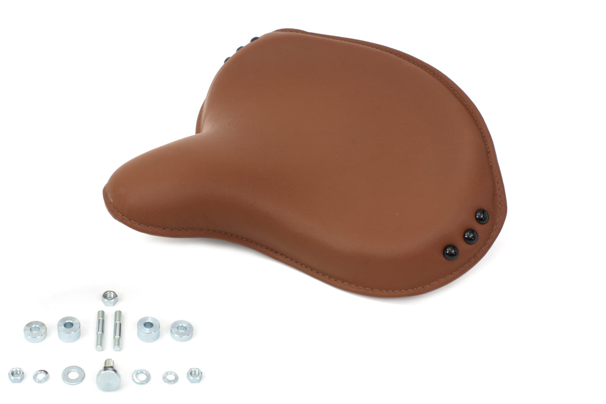HARLEY Replica Brown Leather Army Solo Seat fits 1936-1940 EL, 1941-1984 FL, 1930-1936 VL, 1937-1972 G, 1937-1948 UL, 1929-1952 WL,