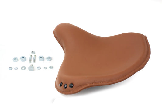 HARLEY Replica Brown Leather Army Solo Seat fits 1936-1940 EL, 1941-1984 FL, 1930-1936 VL, 1937-1972 G, 1937-1948 UL, 1929-1952 WL,