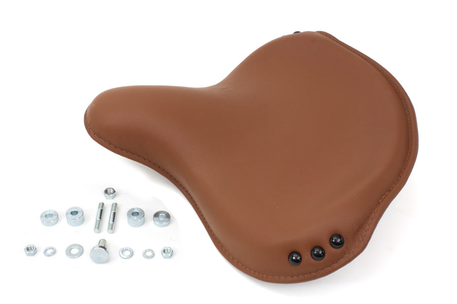 HARLEY Replica Brown Leather Army Solo Seat fits 1936-1940 EL, 1941-1984 FL, 1930-1936 VL, 1937-1972 G, 1937-1948 UL, 1929-1952 WL,