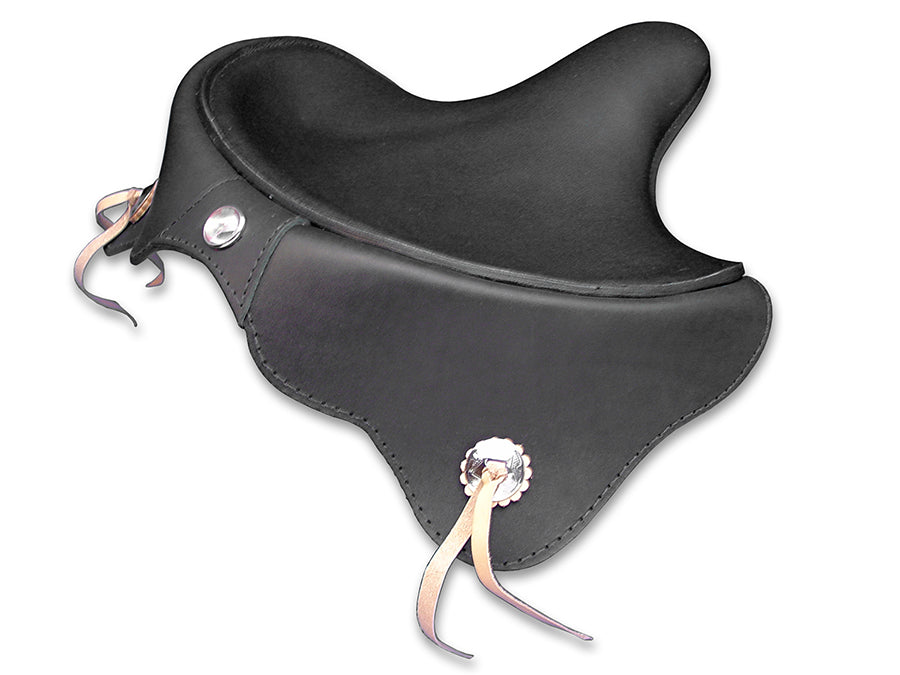 HARLEY Black Leather Solo Seat with Skirt fits 1936-1940 EL, 1941-1984 FL, 1929-1952 WL, 1930-1936 VL, 1937-1948 UL, 1937-1972 G,