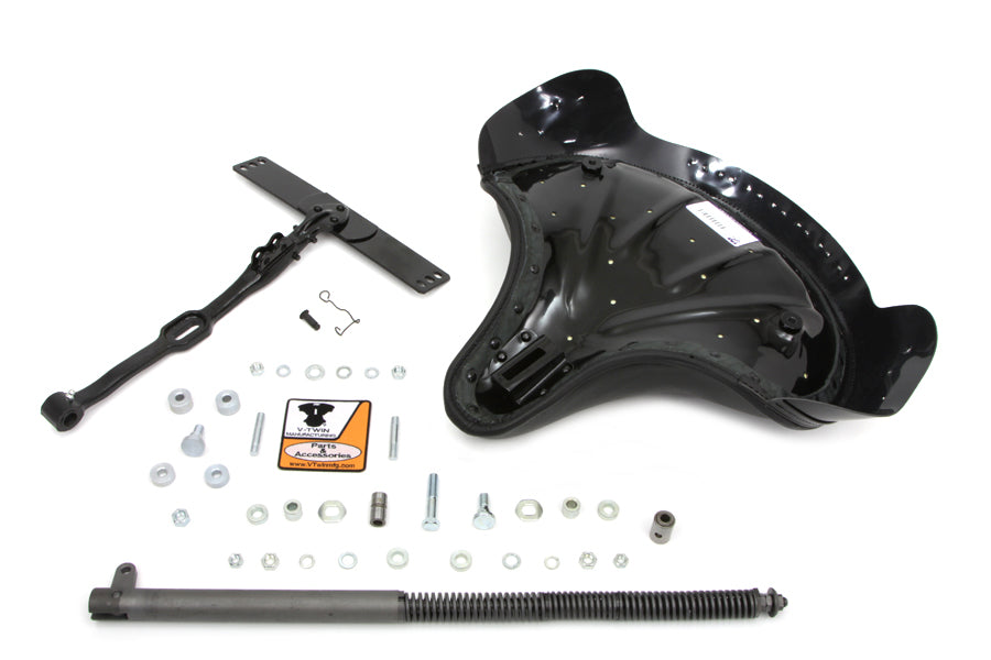 HARLEY Black Leather Deluxe Solo Seat Kit fits 1936-1952 W, 1936-1973 G,