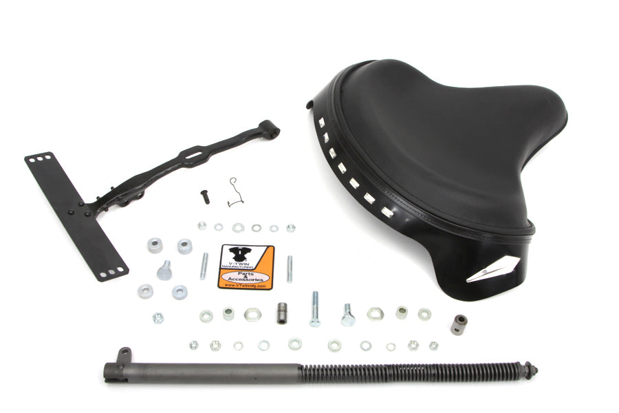 HARLEY Black Leather Deluxe Solo Seat Kit fits 1936-1952 W, 1936-1973 G,