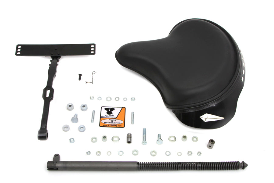 HARLEY Black Leather Deluxe Solo Seat Kit fits 1936-1952 W, 1936-1973 G,