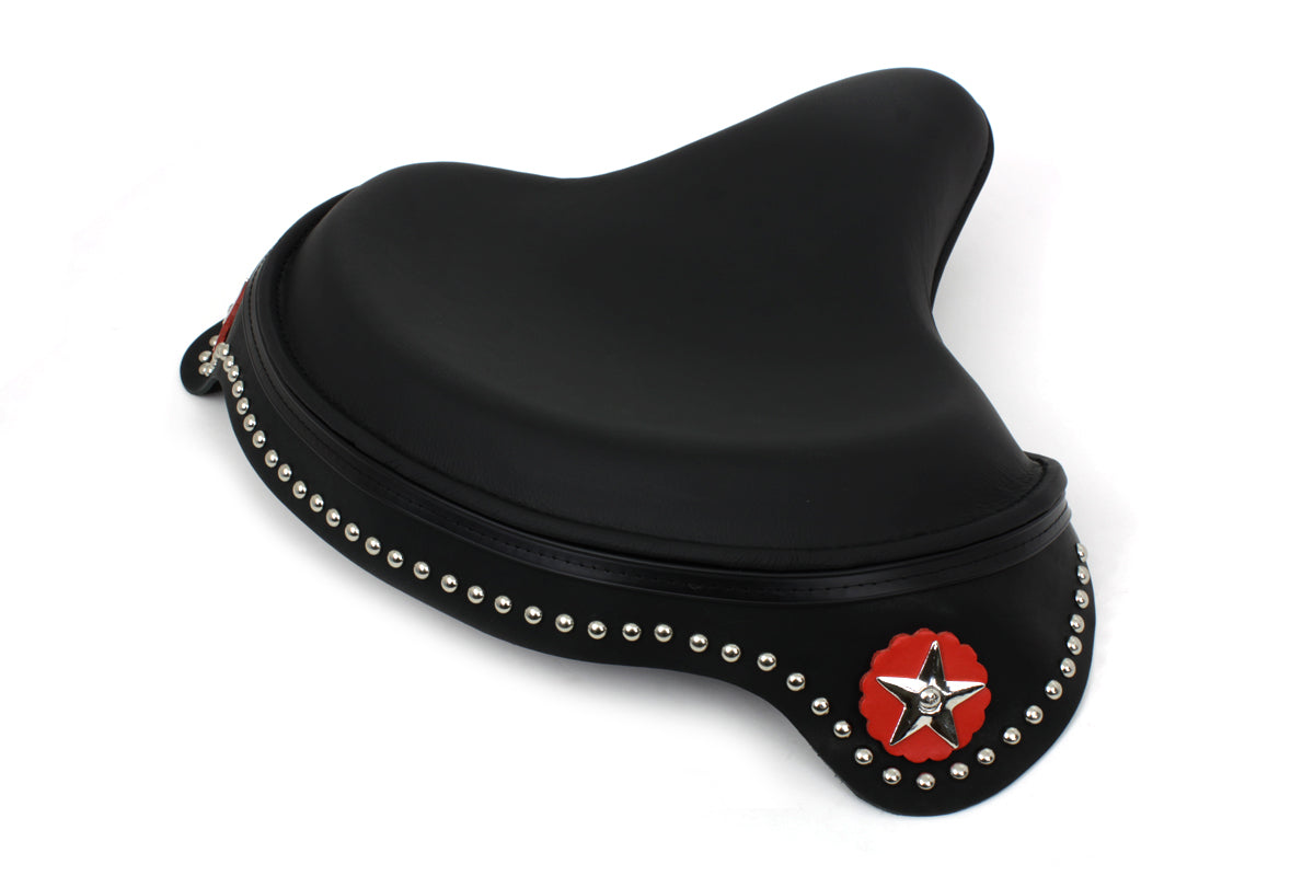 HARLEY Black Leather Solo Seat with Skirt fits 1936-1940 EL, 1941-1984 FL, 1929-1952 WL, 1930-1936 VL, 1937-1948 UL, 1937-1972 G,
