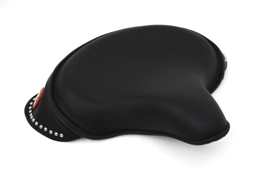 HARLEY Black Leather Solo Seat with Skirt fits 1936-1940 EL, 1941-1984 FL, 1929-1952 WL, 1930-1936 VL, 1937-1948 UL, 1937-1972 G,