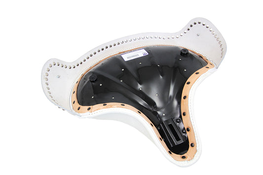 HARLEY White Leather Solo Seat with Skirt fits 1936-1940 EL, 1941-1984 FL, 1929-1952 WL, 1930-1936 VL, 1937-1948 UL, 1937-1972 G,