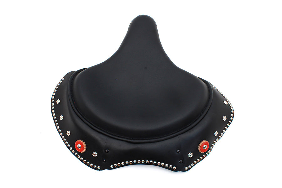 HARLEY Black Leather Early Style Solo Seat fits 1936-1940 EL, 1941-1984 FL,