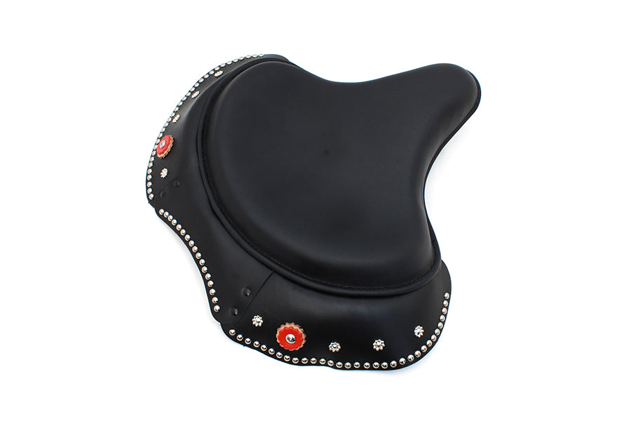 HARLEY Black Leather Early Style Solo Seat fits 1936-1940 EL, 1941-1984 FL,