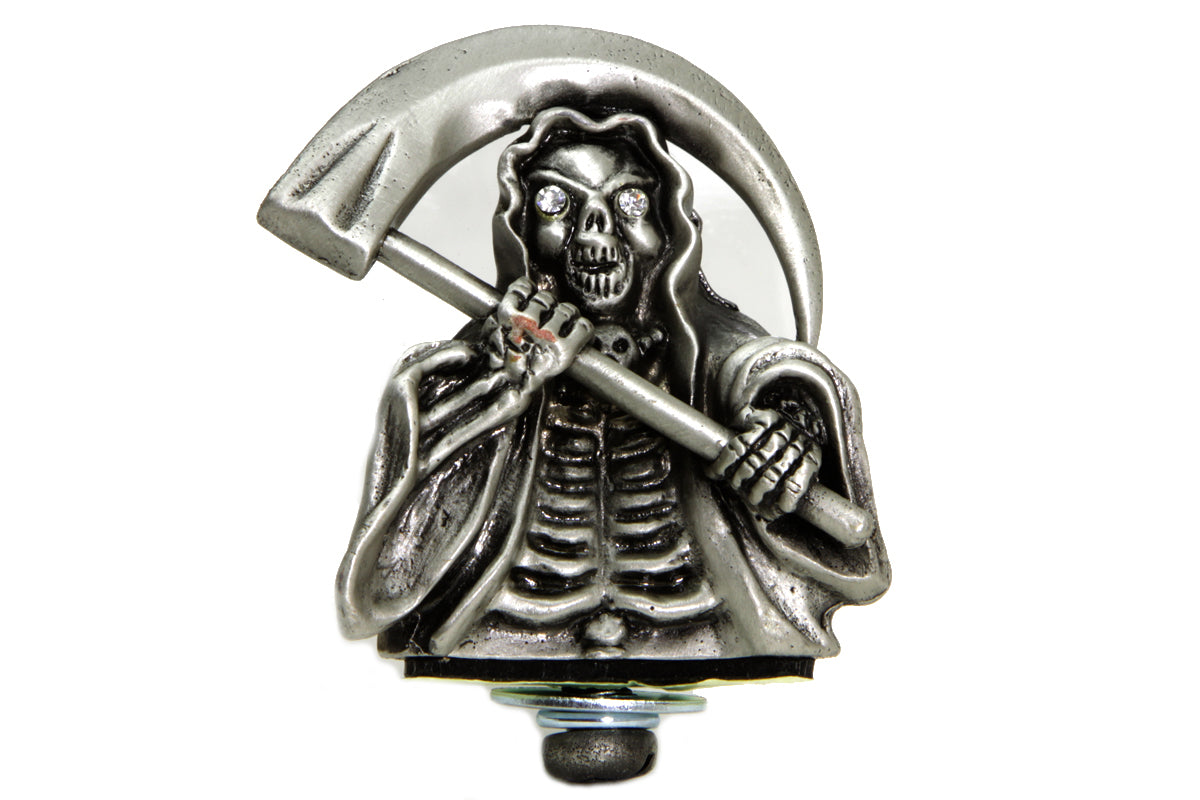 HARLEY Grim Reaper Front Fender Top Ornament Silver fits 0- Custom, application for front fenders.