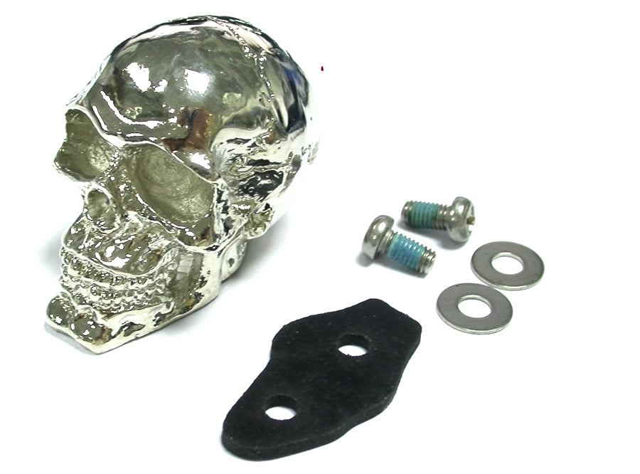 HARLEY Chrome Skull Fender Ornament fits 0- Custom, application for front or rear fenders