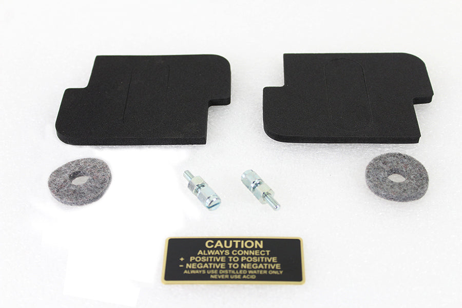 HARLEY Battery Caution Tag & Terminal Kit Brass fits 1929-1952 WL, 1929-1930 J, 1930-1934 VL, 1936-1940 EL, 1941-1964 FL, 1938-1948 UL,