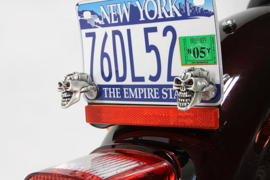 HARLEY Skull with Skeleton Hand License Plate Topper Set fits 0- All, models
