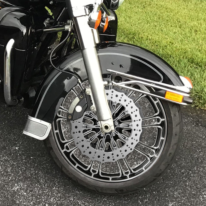 Custom Chrome HARLEY 11.8" SPIKED CONTRAST CUT/ POLISHED FRONT TWO-PIECE ROTOR