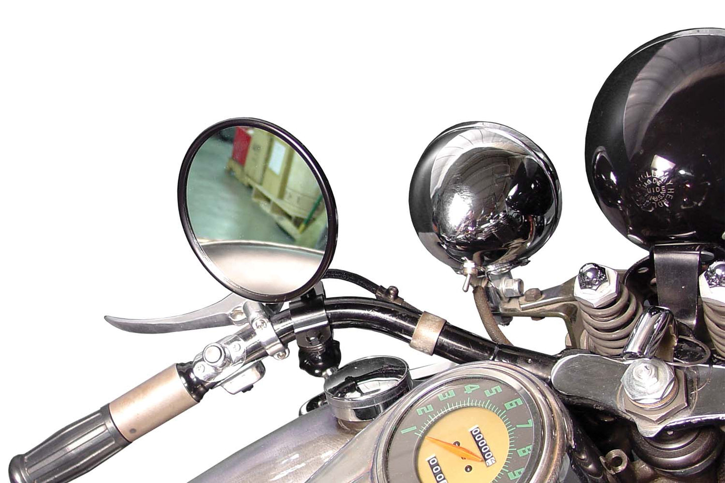 HARLEY Spring Fork Black 5 inch Mirror fits 1941-1945 FL, 1936-1940 EL, 1934-1936 VL, 1934-1952 WL, 1934-1957 G, 1937-1948 UL,