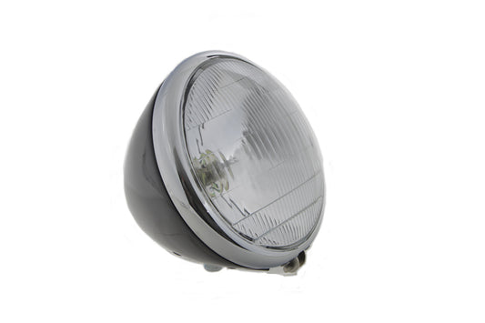 HARLEY 6-1/2 inch Spring Fork 6 Volt Headlamp Black fits 1936-1940 EL, 1941-1948 FL, 1936-1957 G, 1936-1952 WL,