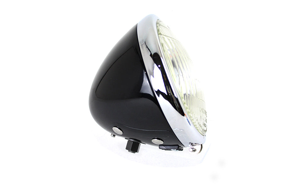 HARLEY 6-1/2 inch Round Headlamp Black fits 1936-1940 EL, 1941-1948 FL, 1936-1957 G, 1936-1952 WL,