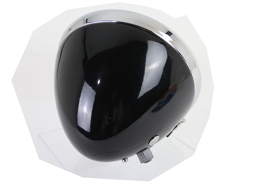 HARLEY 6-1/2 inch Round Headlamp Black fits 1936-1940 EL, 1941-1948 FL, 1936-1957 G, 1936-1952 WL,