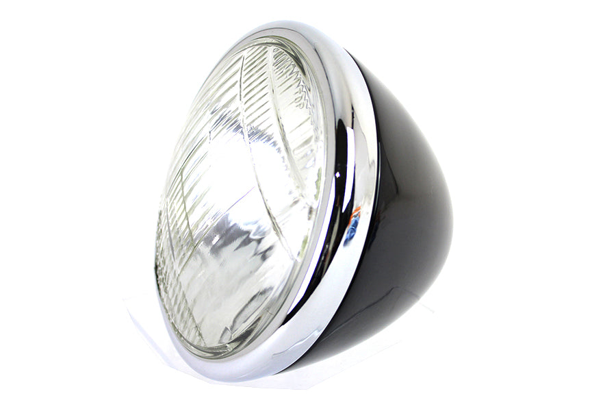 HARLEY 6-1/2 inch Round Headlamp Black fits 1936-1940 EL, 1941-1948 FL, 1936-1957 G, 1936-1952 WL,