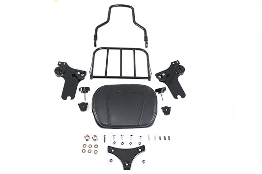 HARLEY Gloss Black Sissy Bar and Rack Fits 1997-2008 FLT,