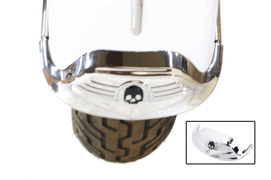 HARLEY Skull Front Fender Tip Chrome fits 1986-2006 FLST, 1990-2008 FLT,