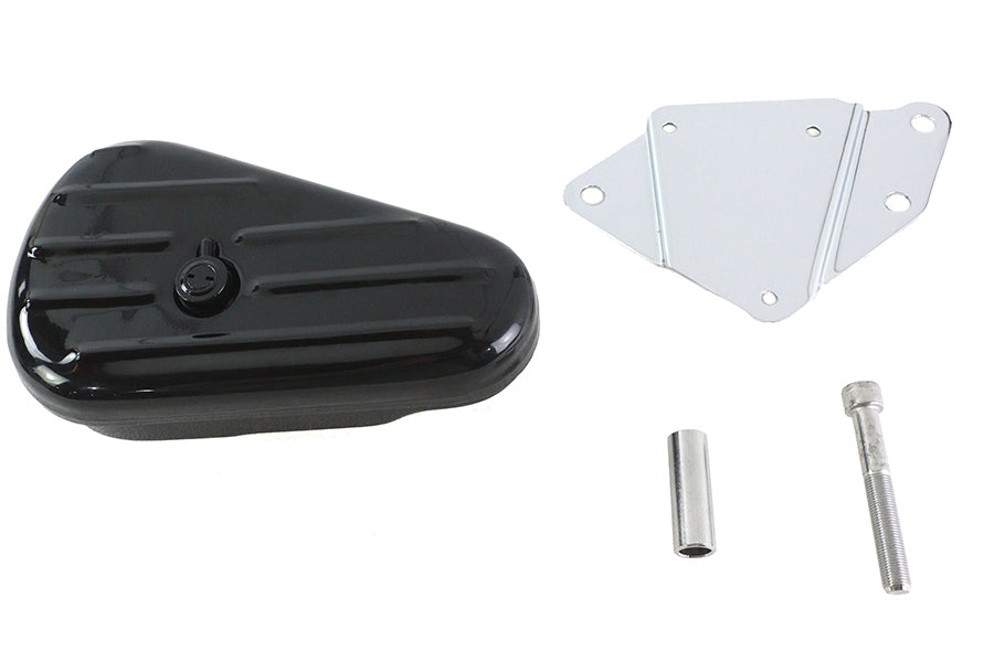 HARLEY Black Left Side Oval Tool Box and Mount Kit fits 1984-1999 FXST, 1990-1999 FLST,