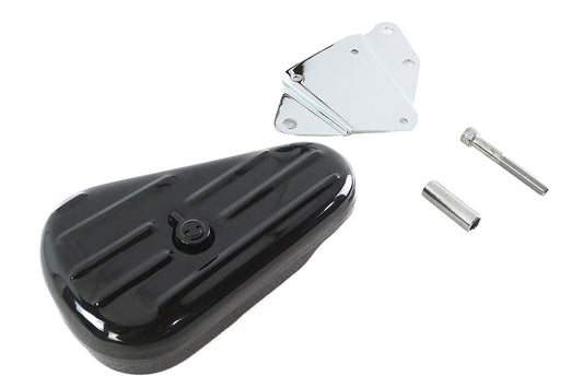 HARLEY Black Left Side Oval Tool Box and Mount Kit fits 1984-1999 FXST, 1990-1999 FLST,